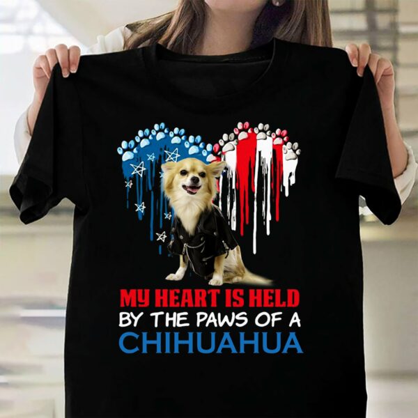 My heart is held by the paws of a Chihuahua – T-shirt for dog lover