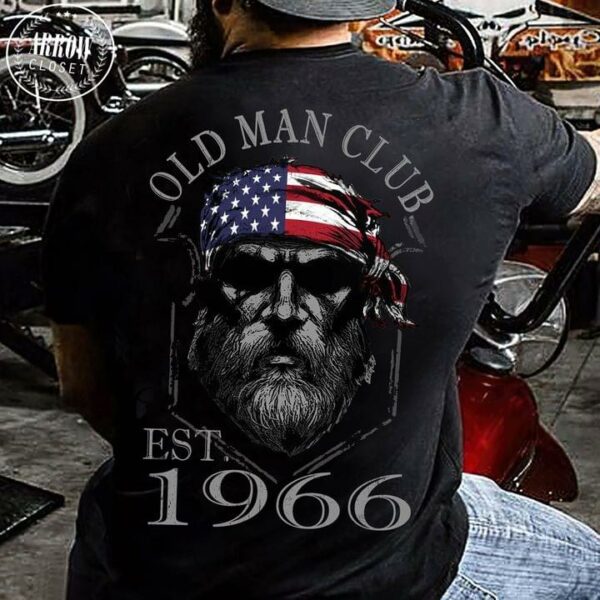 Old man club est 1966 – Man with america flag