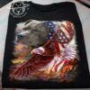 Patriotic American symbols American Flag, the Bald Eagle and Pitbull