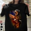 Rottweiler dog and eagle the symbol of America – America flag