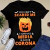Trump Pumpkin, Halloween Cosume – You can’t scared me i survived media and corona