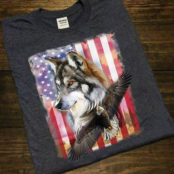 Wolf lover, Wolf And Eagle, Amerian Flag, American Shirt Wolf lover, Wolf And Eagle, Amerian Flag, American Shirt