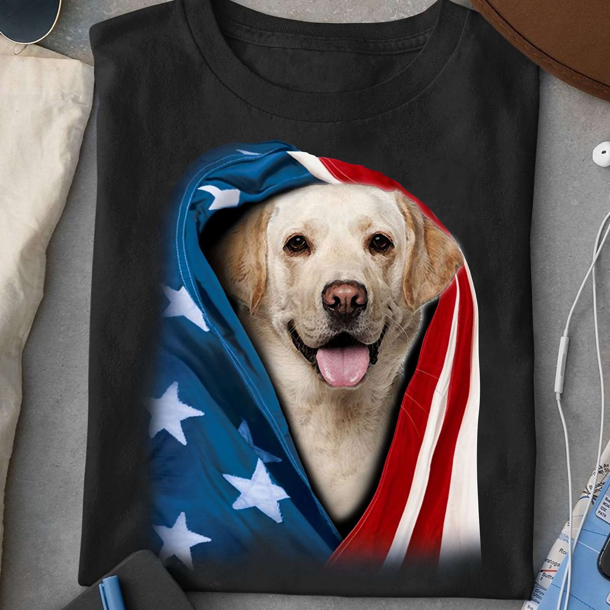 Yellow Labrador - America Flag, Independence Day Yellow Labrador - America Flag, Independence Day