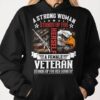 a strong woman stands up for herself a female veteran stands up for her country American flag gun eagle