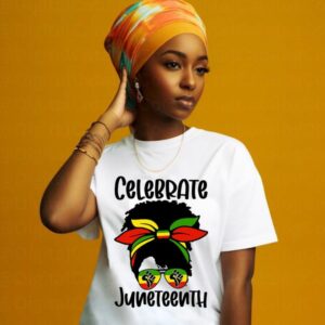 celebrate Juneteenth lady with bandana African American freedom