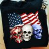 colorful skulls American flag