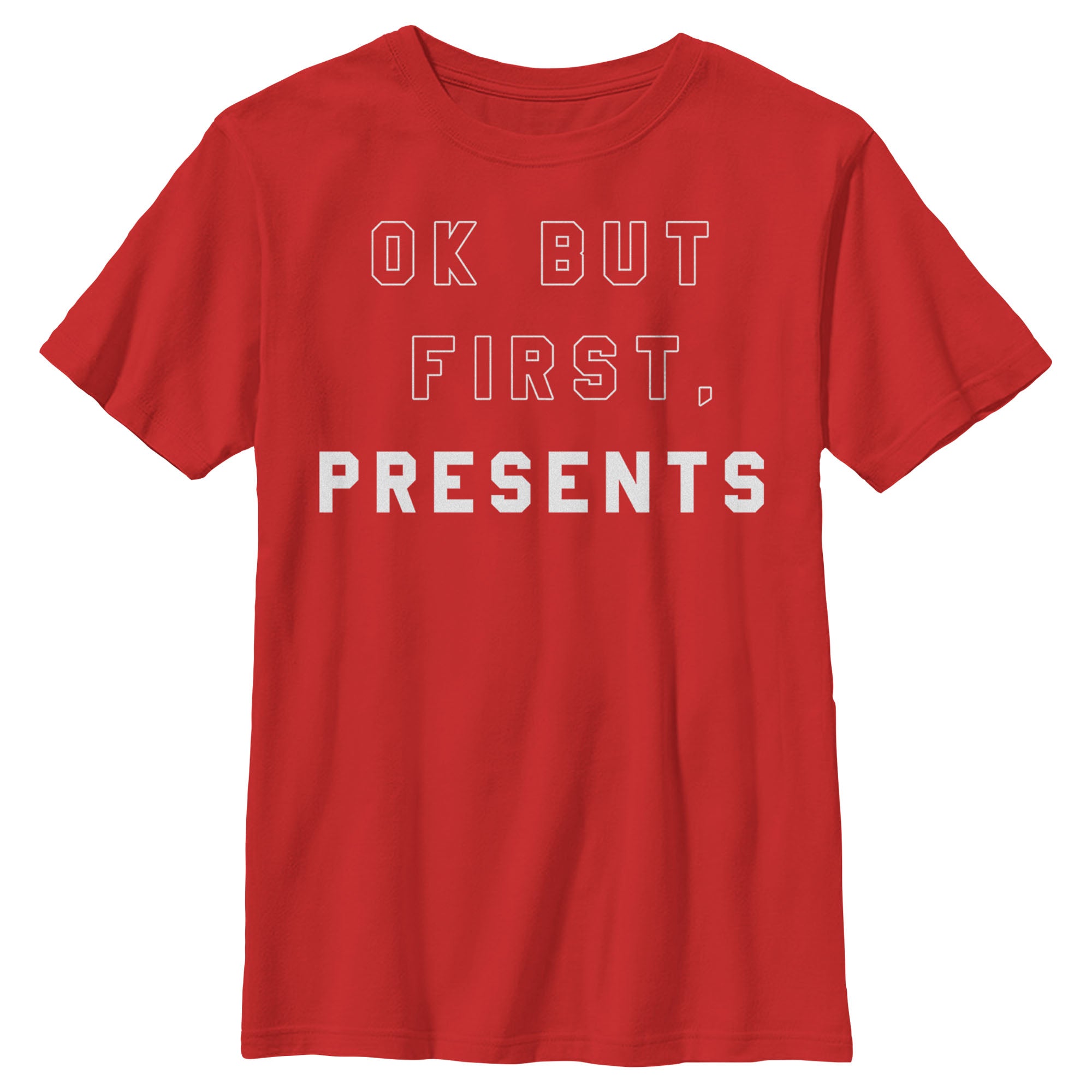 Boy's Lost Gods Ok but First Presents T-Shirt Boy's Lost Gods Ok but First Presents T-Shirt