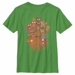 Boy’s Marvel Christmas Gingerbread Cookie Heroes T-Shirt