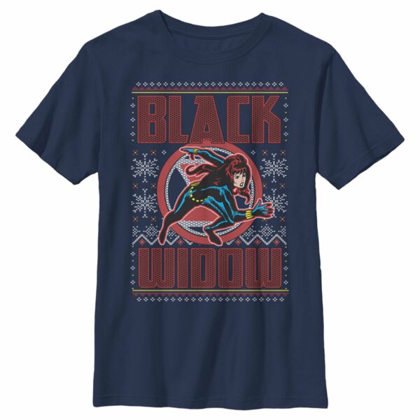Boy’s Marvel Ugly Christmas Black Widow Snow T-Shirt