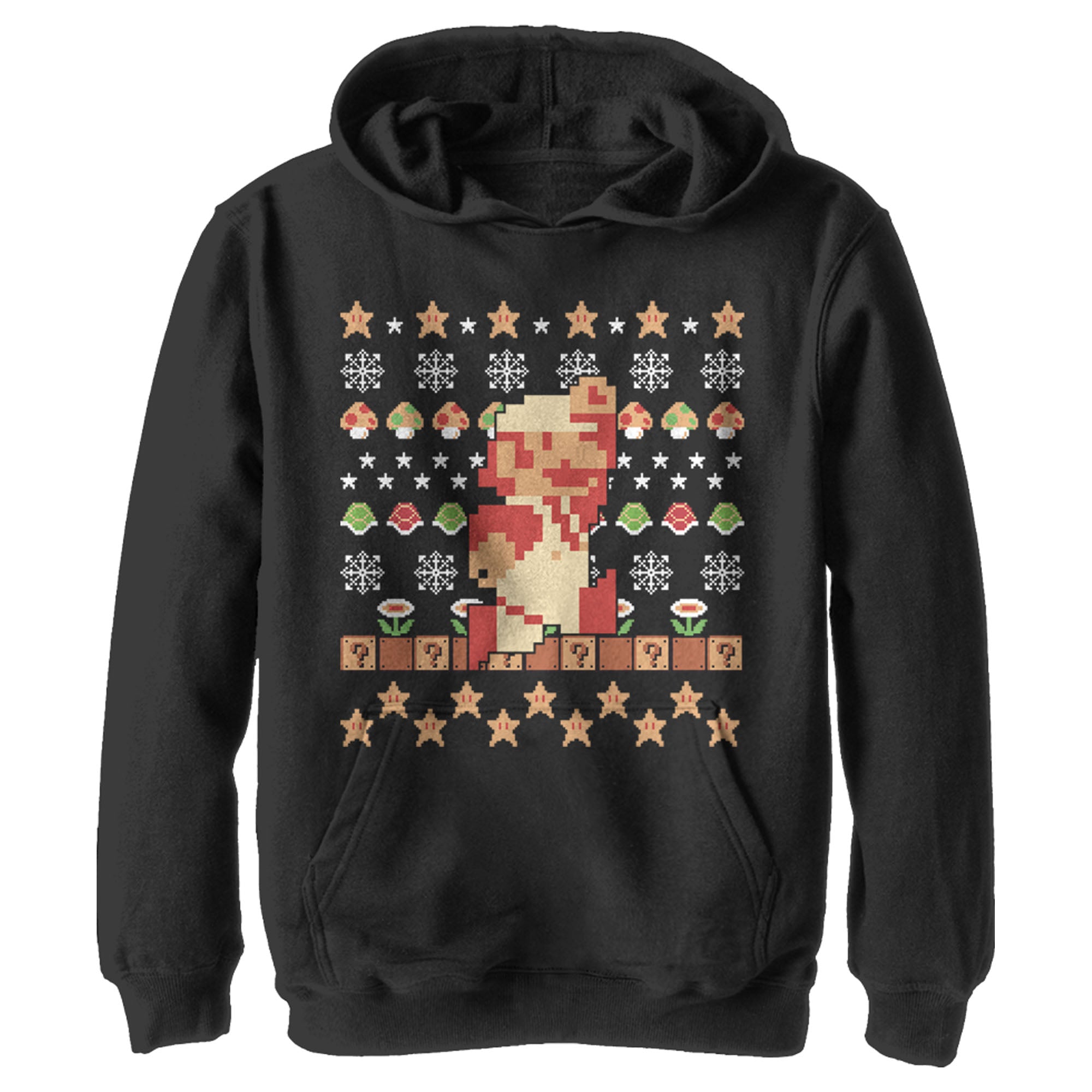 Boy's Nintendo Ugly Christmas Super Mario Pixel Pull Over Hoodie Boy's Nintendo Ugly Christmas Super Mario Pixel Pull Over Hoodie