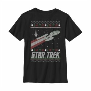 Boy’s Star Trek USS Enterprise Ugly Christmas Sweater T-Shirt
