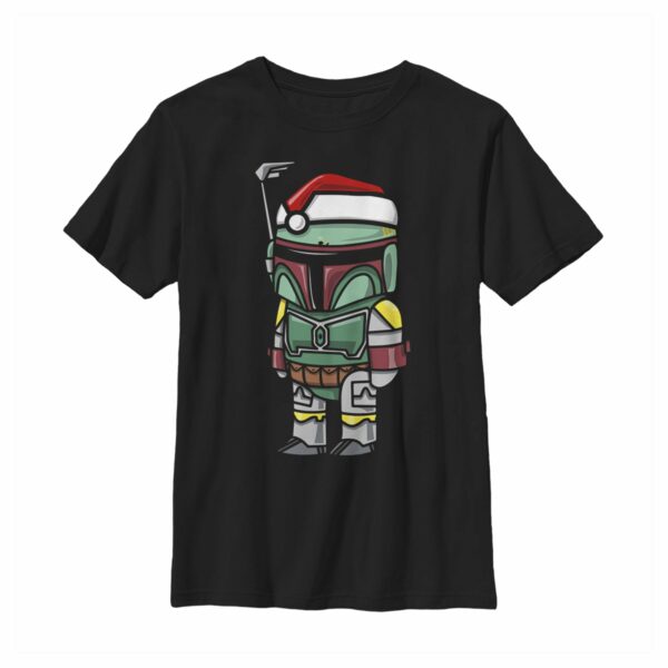 Boy’s Star Wars Boba Fett Santa Hat Cartoon T-Shirt