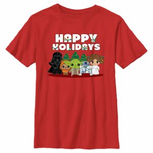 Boy’s Star Wars Happy Holidays Chibi Characters T-Shirt