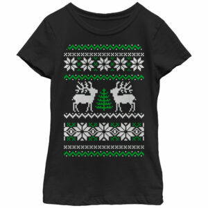 Girl’s Lost Gods Ugly Christmas Tree Reindeer T-Shirt