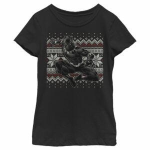 Girl’s Marvel Black Panther Knit Pattern Print T-Shirt