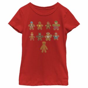 Girl’s Marvel Christmas Gingerbread Cookie Avengers T-Shirt
