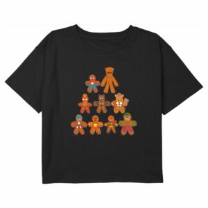 Girl’s Marvel Christmas Gingerbread Cookie Tree Avengers T-Shirt