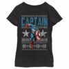 Girl’s Marvel Ugly Christmas Captain America Star T-Shirt