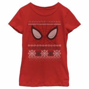 Girl’s Marvel Ugly Christmas Spider-Man Mask T-Shirt