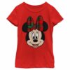 Girl’s Mickey & Friends Christmas Minnie Mouse Holly Plaid Bow T-Shirt