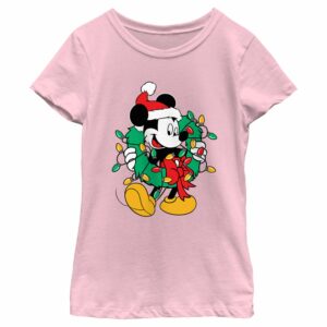 Girl’s Mickey & Friends Mickey Mouse Christmas Wreath T-Shirt