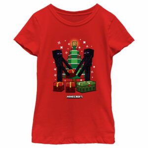 Girl’s Minecraft Christmas Tree Endermans T-Shirt
