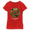 Girl’s Minecraft Creeper Holiday Wreath T-Shirt