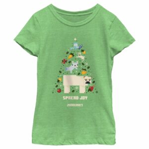 Girl’s Minecraft Spread Joy Christmas Tree T-Shirt