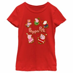 Girl’s Peppa Pig Christmas Gingerbread Cookie Characters T-Shirt