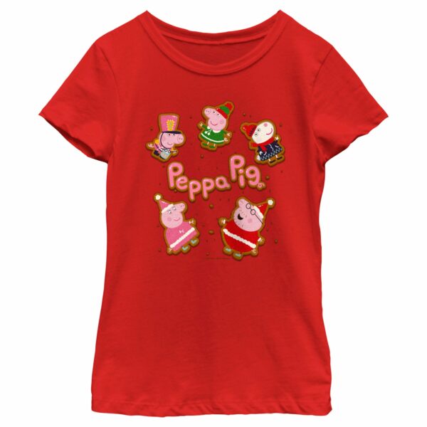 Girl’s Peppa Pig Christmas Gingerbread Cookie Characters T-Shirt