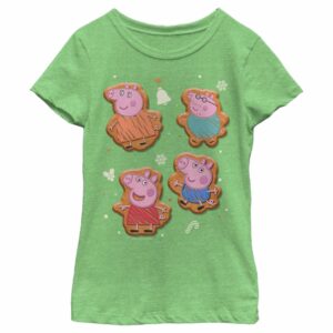 Girl’s Peppa Pig Christmas Gingerbread Cookie Family T-Shirt