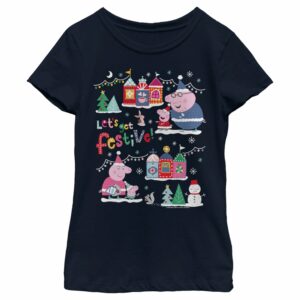 Girl’s Peppa Pig Christmas Let’s Get Festive T-Shirt