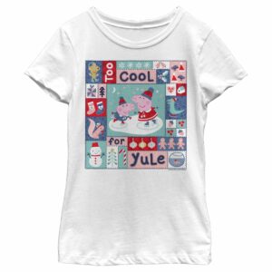 Girl’s Peppa Pig Christmas Too Cool for Yule Quilt Square T-Shirt