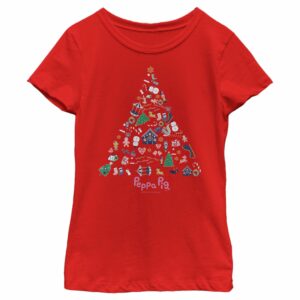 Girl’s Peppa Pig Christmas Tree Icons T-Shirt
