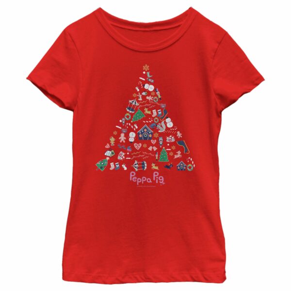Girl’s Peppa Pig Christmas Tree Icons T-Shirt