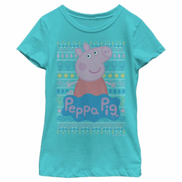 Girl’s Peppa Pig Distressed Christmas Sweater T-Shirt