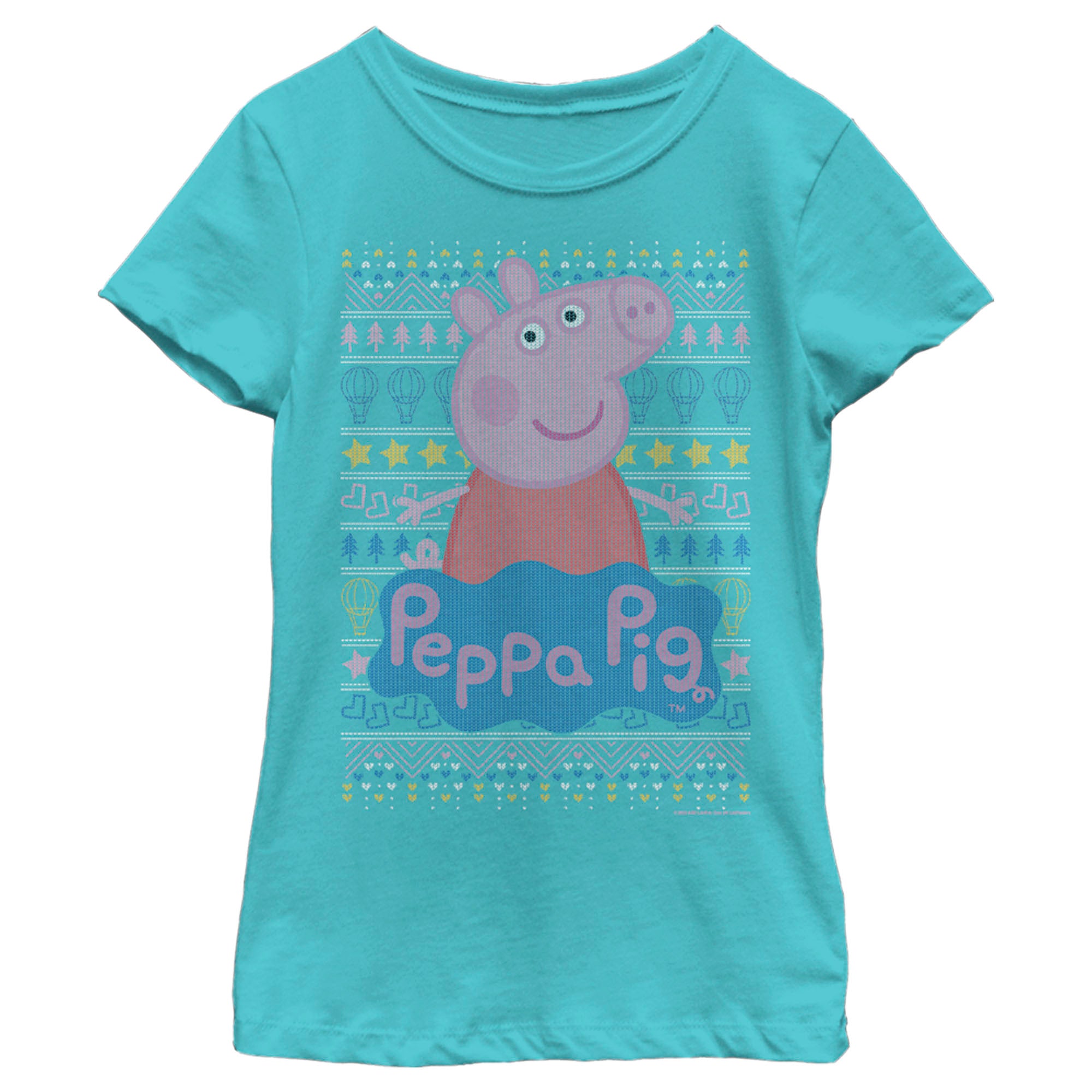 Girl's Peppa Pig Distressed Christmas Sweater T-Shirt Girl's Peppa Pig Distressed Christmas Sweater T-Shirt