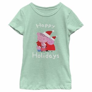 Girl’s Peppa Pig Family Happy Holidays T-Shirt