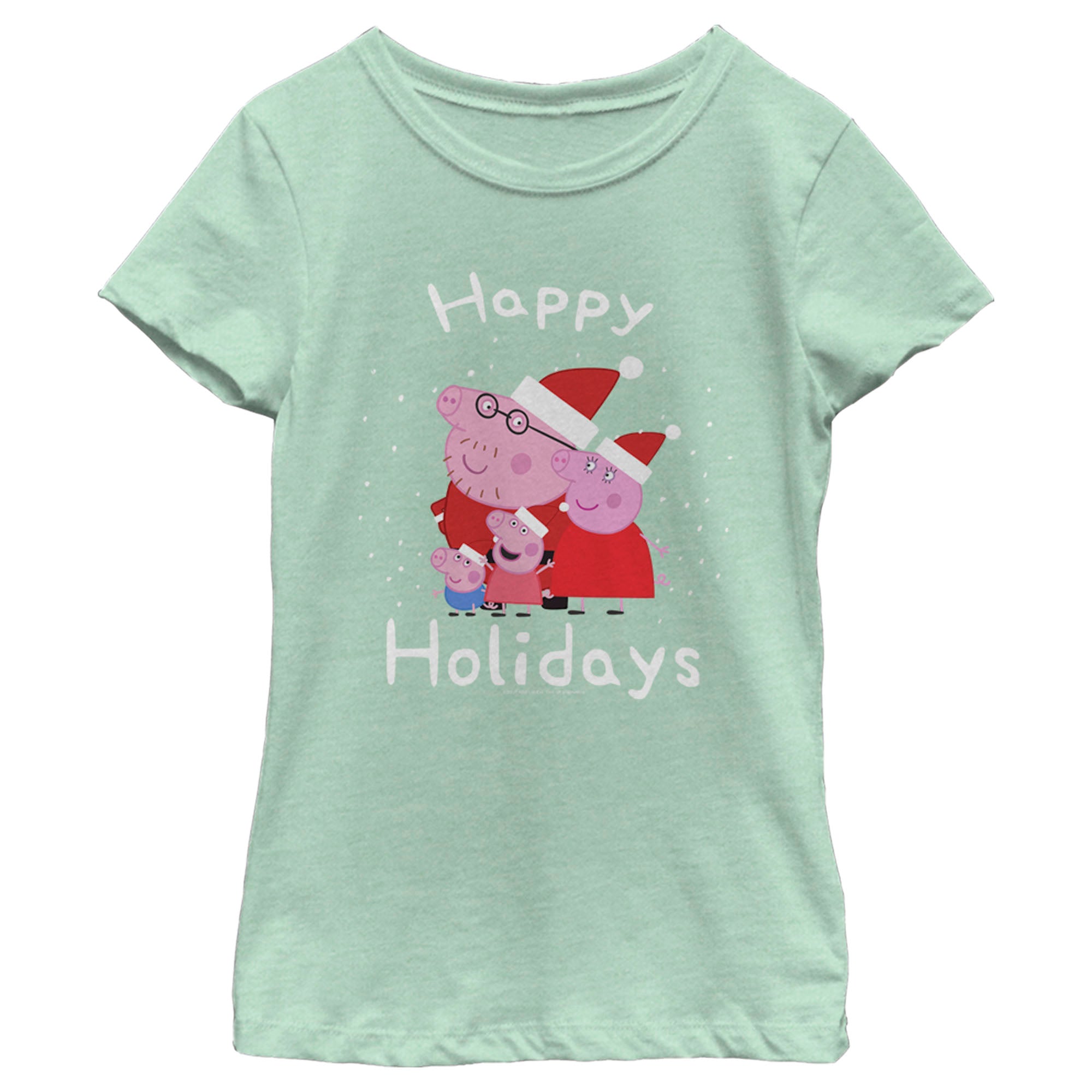 Girl's Peppa Pig Family Happy Holidays T-Shirt Girl's Peppa Pig Family Happy Holidays T-Shirt