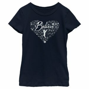 Girl’s Peter Pan Believe Christmas Snowflakes T-Shirt