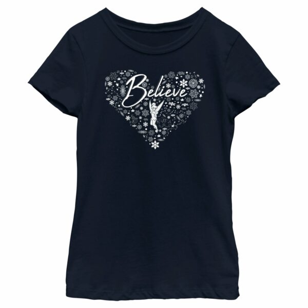 Girl’s Peter Pan Believe Christmas Snowflakes T-Shirt