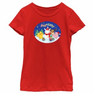 Girl’s Pokemon Christmas Happy Holidays Snowman T-Shirt