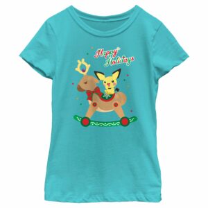 Girl’s Pokemon Christmas Pichu Rocker T-Shirt