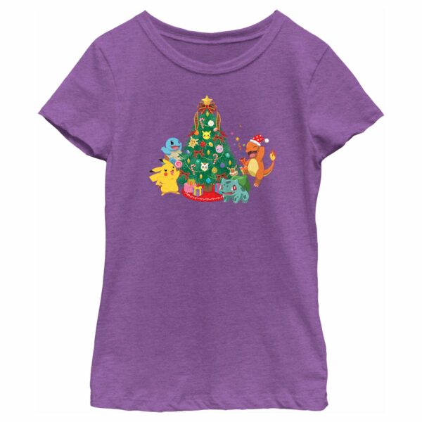 Girl’s Pokemon Christmas Tree Characters T-Shirt