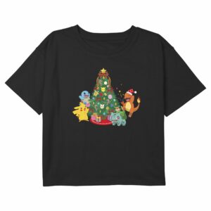 Girl’s Pokemon Christmas Tree Friends Characters T-Shirt