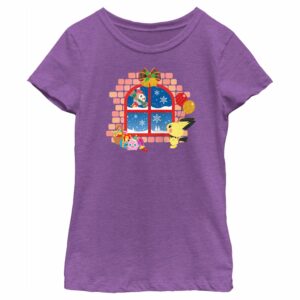 Girl’s Pokemon Christmas Window T-Shirt