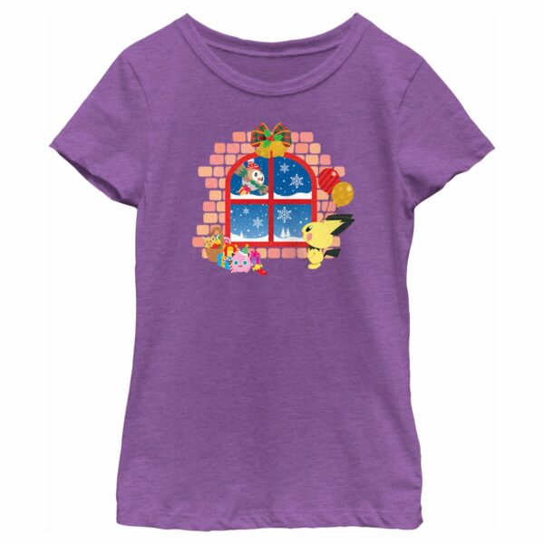 Girl’s Pokemon Christmas Window T-Shirt