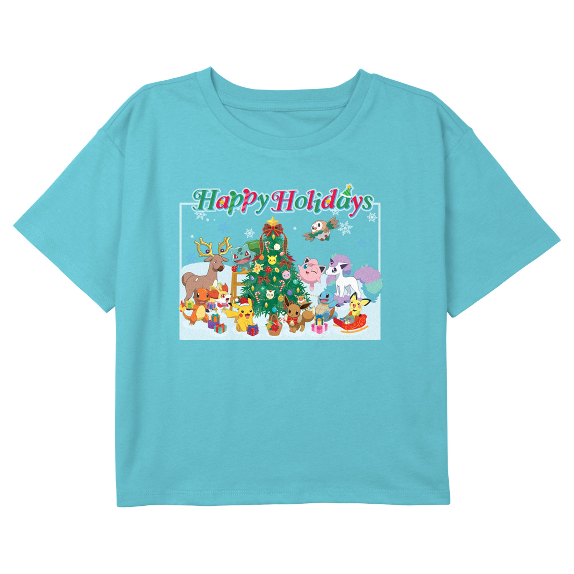 Girl's Pokemon Happy Holidays Crew T-Shirt Girl's Pokemon Happy Holidays Crew T-Shirt