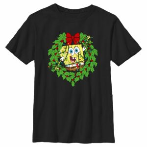 Girl’s SpongeBob SquarePants Christmas Wreath T-Shirt