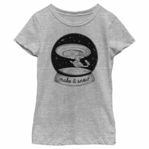 Girl’s Star Trek The Next Generation USS Enterprise Captain Picard Make It Snow T-Shirt